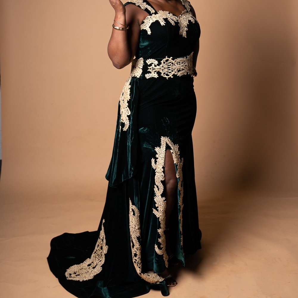 Arabic Mermaid Velvet Evening Dress 3 Piece